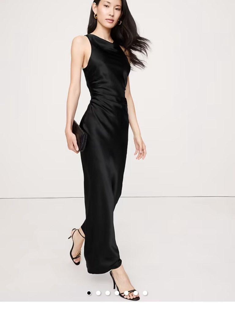 Banana Republic Black Satin Sleeveless Maxi Dress